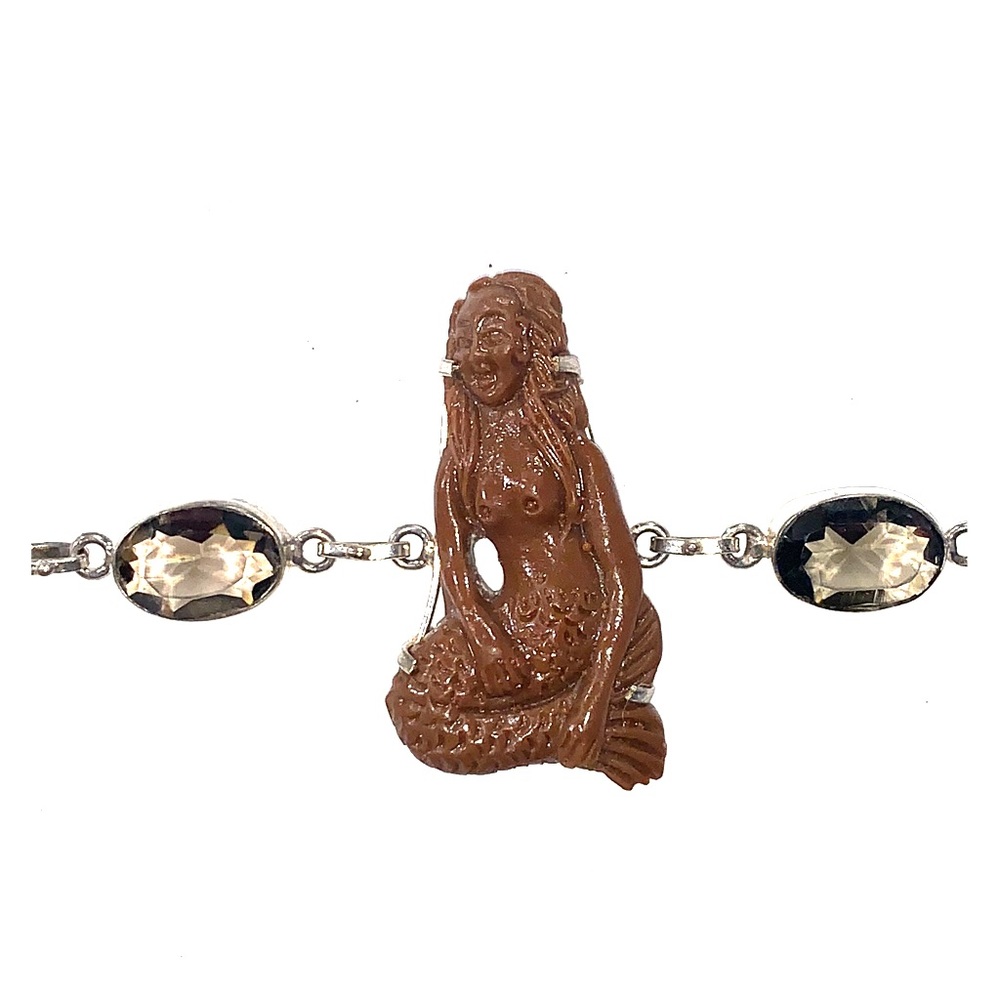 925 Silver Mermaid Carved Cameo Bracelet